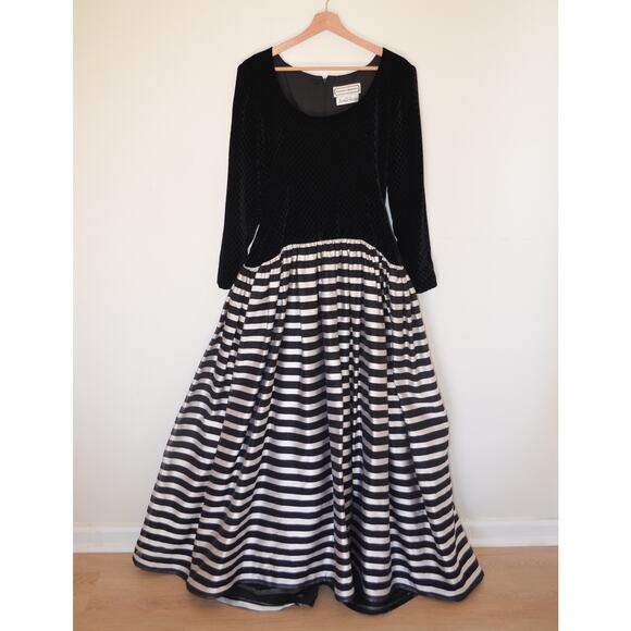 Carolina Herrera Dresses & Skirts - Vintage Carolina Herrera Striped Skirt Velvet Bodice Drop Waist Gown